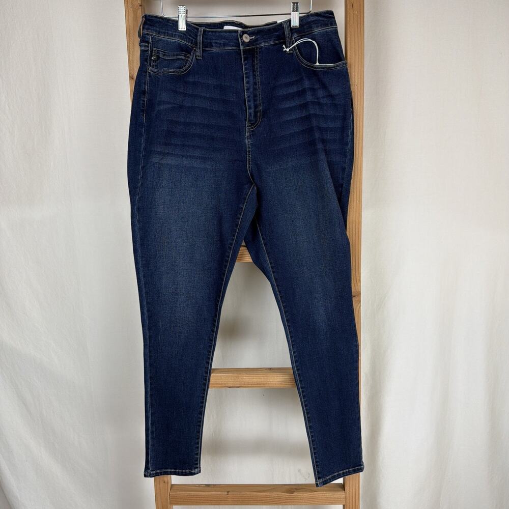 NWT Kancan Blue Plain Skinny Stretch PLUS Jeans 16W #0794 - Picture 1 of 5
